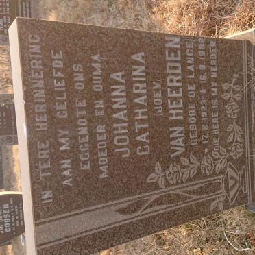 HEERDEN Johanna Catharina, van nee DE LANGE 1923-1982