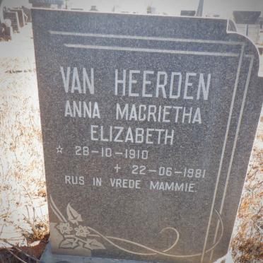 HEERDEN Anna Magrietha Elizabeth, van 1910-1981