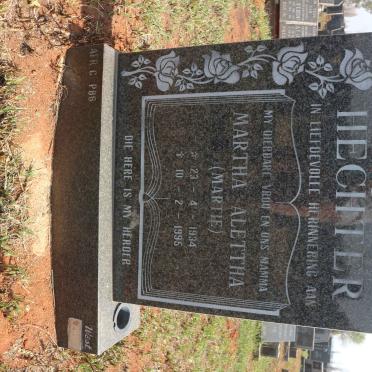 HECHTER Martha Alettha 1934-1995