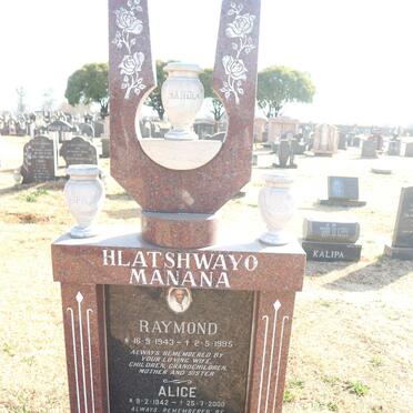 HLATSHWAYO Raymond 1943-1995 &amp; Alice MANANA 1942-2000