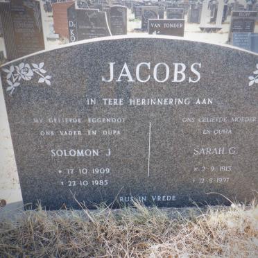 JACOBS Solomon J. 1909-1985 &amp; Sarah C. 1913-1997