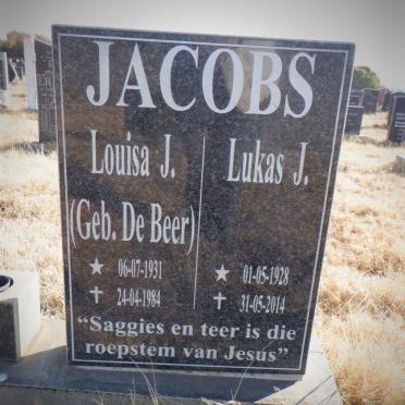 JACOBS Lukas J. 1928-2014 &amp; Louisa J. DE BEER 1931-1984