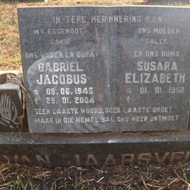JAARSVELD Gabriel Jacobus, van 1945-2004 &amp; Susara Elizabeth 1950-