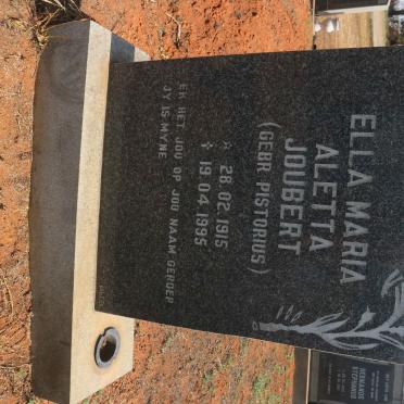 JOUBERT Ella Maria Aletta nee PISTORIUS 1915-1995