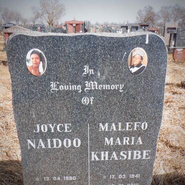 KHASIBE Malefo Maria 1941-2016 :: NAIDOO Joyce 1980-1996