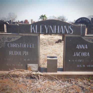 KLEYNHANS Christoffel Rudolph 1927-1976 &amp; Anna Jacoba 1927-2016