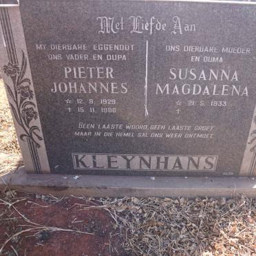 KLEYNHANS Pieter Johannes 1929-1986 &amp; Susanna Magdalena 1933-