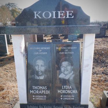 KOIEE Thomas Morapedi 1928-1993 &amp; Lydia Morongwa 1932-1996