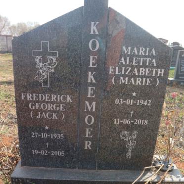KOEKEMOER Frederick George 1935-2005 &amp; Maria Aletta Elizabeth 1942-2018 