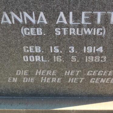 KRUGER Jacobus Johannes 1917-1979 &amp; Anna Aletta STRUWIG 1914-1983