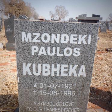KUBEKHA Mzondeki Paulos 1921-1996