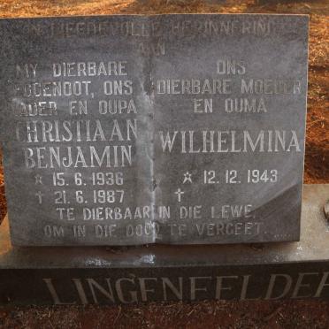LINGENFELDER Christiaan Benjamin 1936-1987 &amp; Wilhelmina 1943-