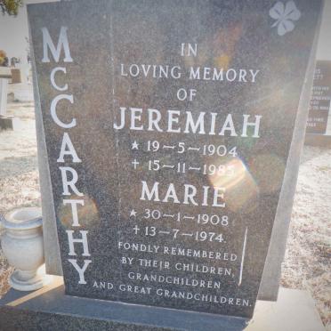MCCARTHY Jeremiah 1904-1985 &amp; Marie 1908-1974