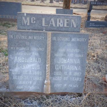 MCLAREN Archibald Arnoldus -1968 &amp; Johanna Catharina -1987
