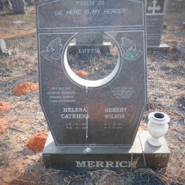 MERRICK Herert Wilson 1950-2006 &amp; Helena Catriena 1947-2001