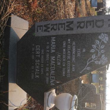 MERWE Gert Schalk, van der 1921-2006 &amp; Maria Magdalena 1926-1989