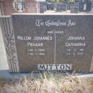 MITTON Willem Johannes Pienaar 1908-1983 &amp; Johanna Catharina 1911-1992