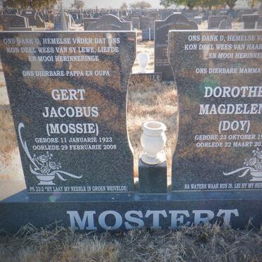 MOSTERT Gert Jacobus 1923-2008 &amp; Dorothea Magdelena 1927-2012