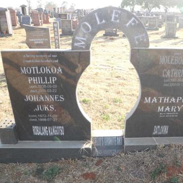 MOLEFE Motlokoa Phillip 1938-2011 :: MOLEFE Johannes 1972-1998 :: MOLEFE Moleboheng Cathrine 1981-2008