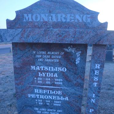 MONARENG Matsiliso Lydia 1923-1995 :: MONARENG Refiloe Petronella 1967-1992