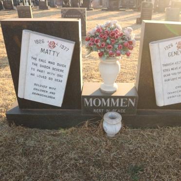 MOMMEN Matty 1926-1977 &amp; Genevieve 1928-1994
