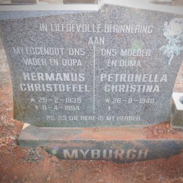 MYBURGH Hermanus Christoffel 1935-1994 &amp; Petronella Christina 1940-