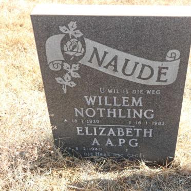 NAUDÉ Willem Nothling 1939-1983 &amp; Elizabeth A.A.P.G. 1940-