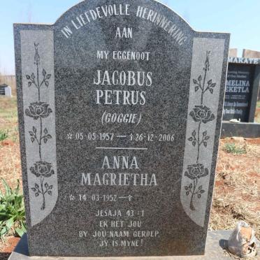 NIEMAND Jacobus Petrus 1957-2006 &amp; Anna Margrietha 1952-