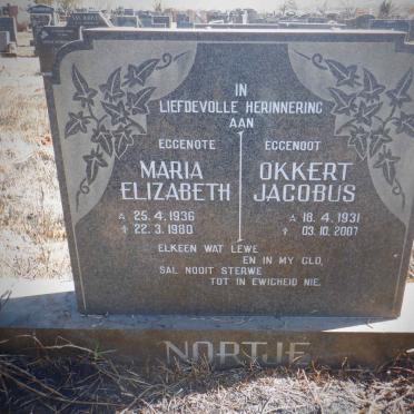 NORTJE Okkert Jacobus 1931-2001 &amp; Maria Elizabeth 1936-1980