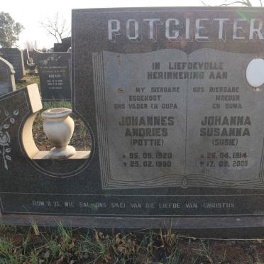 POTGIETER Johannes Andries 1920-1990 &amp; Johanna Susanna 1914-2000