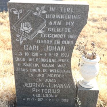 PISTORIUS Carl Johan 1911-1977 &amp; Jedrika Johanna CRONJE 1917-1985