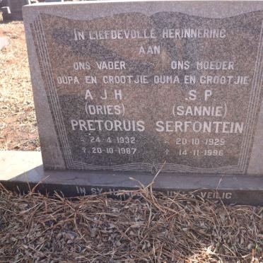 PRETORIUS A.J.H. 1932-1987 &amp; S.P. SERFONTEIN 1929-1996