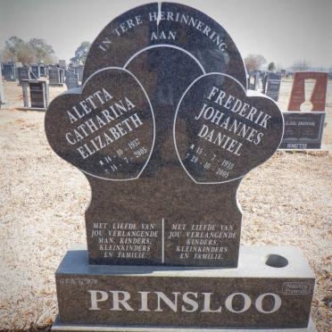 PRINSLOO Frederik Johannes Daniel 1933-2005 &amp; Aletta Catharina Elizabeth 1937-2005