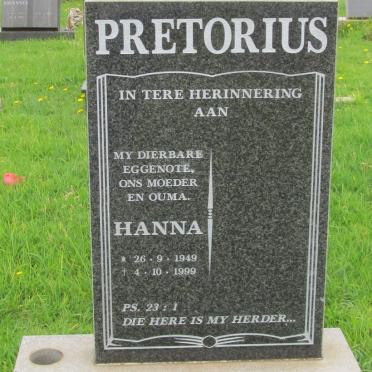 PRETORIUS Hanna 1949-1999