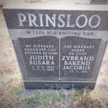 PRINSLOO Zybrand Barend Jacobus 1921- &amp; Judith Susara 1924-1985