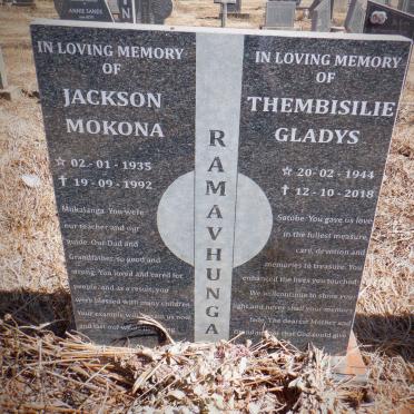 RAMAVHUNGA Jackson Mokona 1935-1992 &amp; Thembisile Gladys 1944-2018