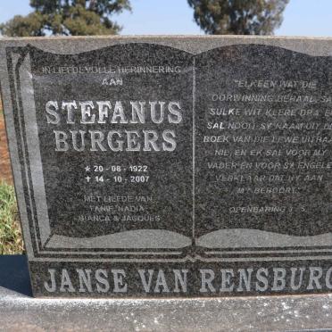 RENSBURG Stephanus Burgers, Janse van 1922-2007