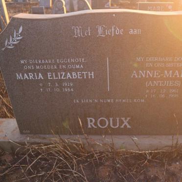 ROUX Maria Elizabeth 1929-1984 :: ROUX Anne-Marie 1961-1998