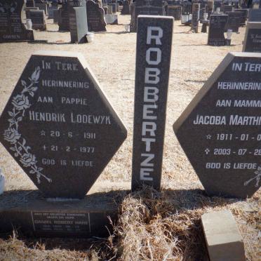ROBBERTZE Hendrik Lodewyk 1911-1977 &amp; Jacoba Marthina 1911-2003