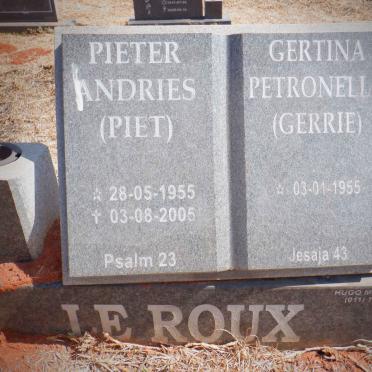 ROUX Pieter Andries, le 1955-2005 &amp; Gertina Petronella 1955-