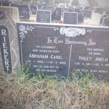 RIEKERT Abraham Carel 1906-1983 &amp; Violet Amelia 1911-1998