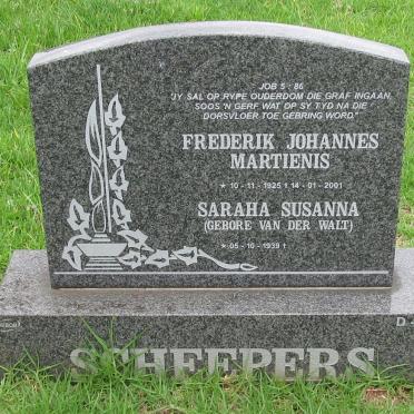 SCHEEPERS Frederik Johannes Martiens 1925-2001 &amp; Saraha Susanna VAN DER WALT 1939-