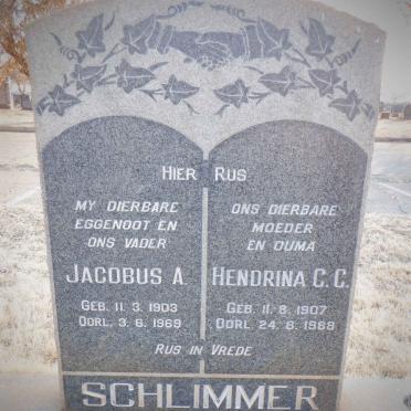 SCHLIMMER Jacobus A. 1903-1969 &amp; Hendrina C.C. 1907-1988