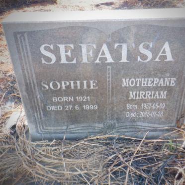 SEFATSA Sophie 1921-1999 :: SEFATSA Mothepane Mirriam 1957-2015