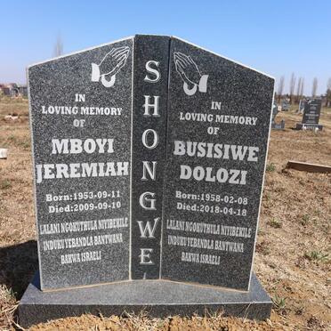 SHONGWE Mboyi Jeremiah 1953-2009 &amp; Busisiwe Dolozi 1958-2018