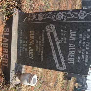 SLABBERT Jan Albert 1929-1994 &amp; Joey 1931-2014