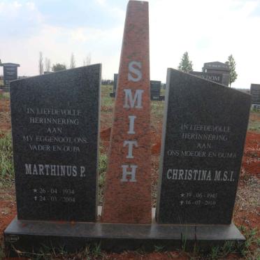 SMITH Marthinus P. 1934-2004 &amp; Christina M.S.I. 1943-2010