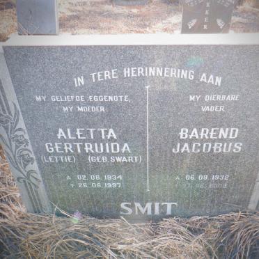 SMIT Barend Jacobus 1932-2008 &amp; Aletta Gertruida SWART 1934-1997