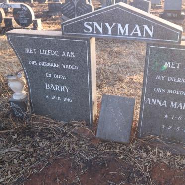 SNYMAN Barry 1916- &amp; Anna Margaretha 1922-1989 :: LABUSCHAGNE Christo 1982-198?