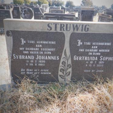 STRUWIG Sybrand Johannes 1920-1983 &amp; Gertruida Sophia 1921-2005